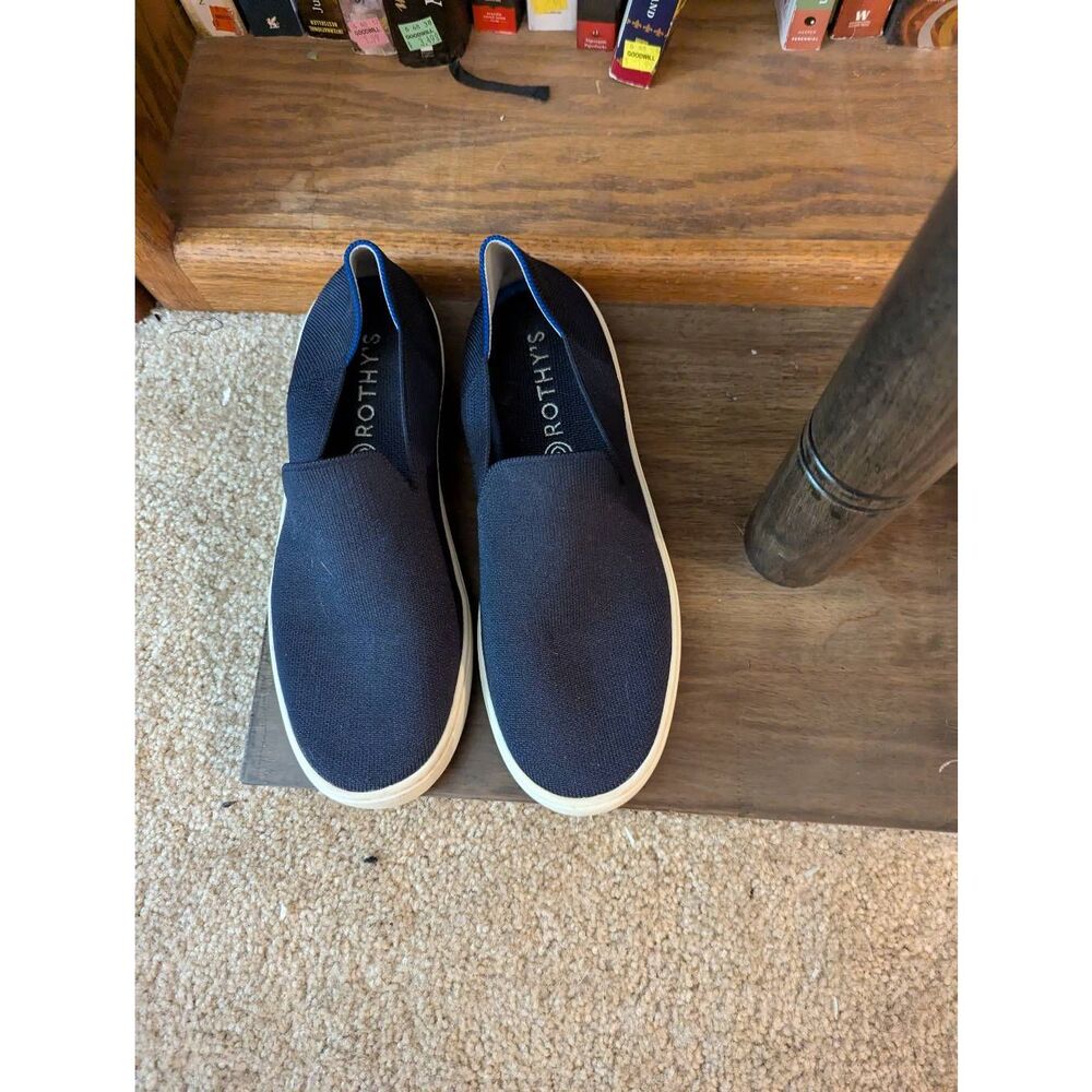 Rothys The Original Slip On Sneaker Shoes Comfort Knit Flats Blue Size 9.5
